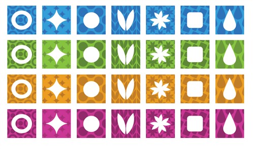 Symbolerna som ska visa att det är olika personer som skrivit kommentarerna kommer att finnas i olika färger och former. De är blå, gröna, gula eller mörkrosa. Symbolerna är vita och i mitten på en kvadrat med samma symboler som små och i färg i bakgrunden. Symbolerna som finns är en ring, en romb, en cirkel, två blad, en blomma, en kvadrat med rundade hörn och en droppe.