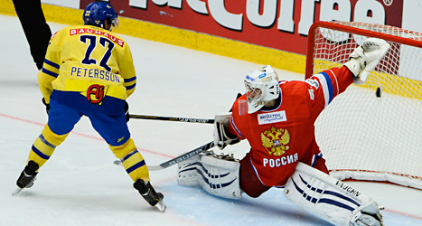 Tre Kronor vann mot Ryssland i ishockey. Foto: Claudio Bresciani/TT.