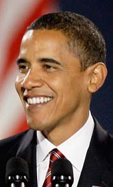 Barack Obama blir USAs president. Foto: Morry Gash/Scanpix
