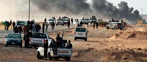 Det har varit hårda strider i Libyen mellan rebellerna och Gaddafis soldater. Foto: Kevin Frayer/Scanpix