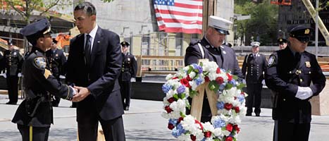 President Obama hyllade offren vid attacken mot USA 2001. Foto: Scanpix