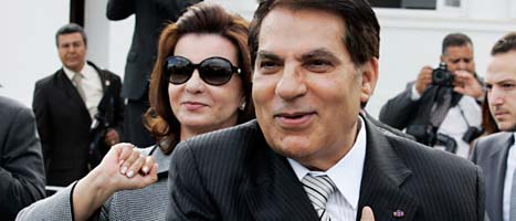 Ben Ali och hans fru leila flydde från Tunisien. Foto: Alfred de Montesquiou/Scanpix.