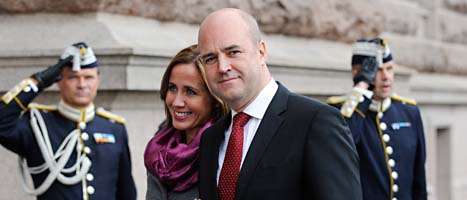 Statsminister Fredrik Reinfeldt och Filippa Reinfeldt på väg in till riksdagens högtidliga öppnande på torsdagen. Foto: Scanpix