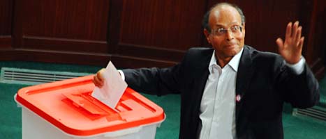 Moncef Marzouki ska leda Tunisien tills nästa val. FOTO: Hassene Dridi/SCANPIX