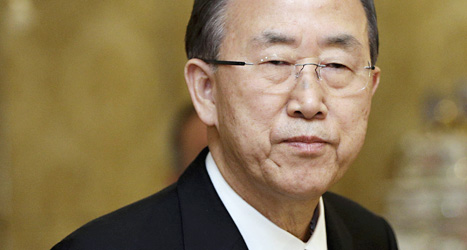 FN-chefen Ban Ki-moon. Foto. Alessandro Tarantino/Scanpix.