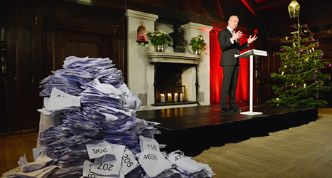 Fredrik Reinfeldt talade på Skansen i Stockholm på måndagen. 
Foto: Henrik Montgomery /TT