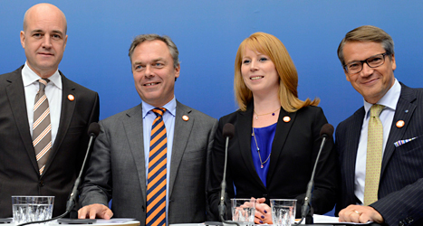 Ledarna för partierna i regeringen. Foto: TT.