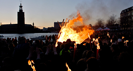 En valborgsmässoeld i Stockholm förra året. Foto: Johan Nilsson /TT