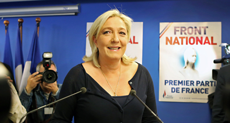 Det verkar har gått bra för Marine Le Pens parti Nationella Fronten i EU-valet. Foto: AP/TT
