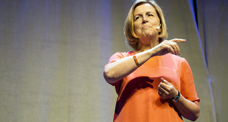 Regeringens jämställdhetsminister Maria Arnholm pratade när mötet i Malmö startade. Foto: TT