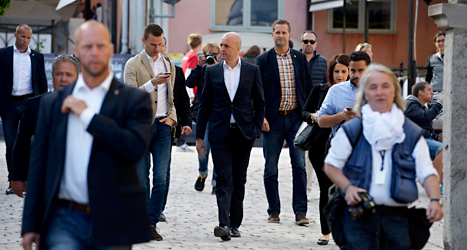 Statsminister Fredrik Reinfeldt är i Visby på Moderaternas dag. Foto: TT