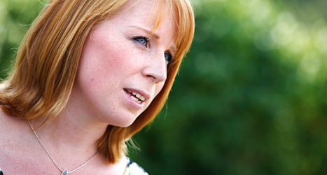 Centerpartiets ledare Annie Lööf höll tal i Nyckelviken i Nacka. Foto: TT
