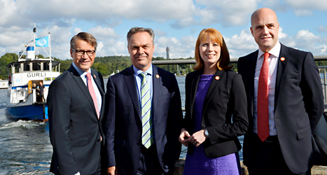 Ledarna för Alliansens fyra partier berättade på måndagen om sina förslag. Foto: TT