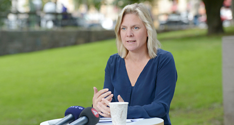 Magdalena Andersson berättade om Socialdemokraternas nya förslag. Foto: TT