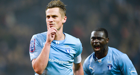 Markus Rosenberg gjorde segermålet när Malmö vann mot AIK.Foto: Anders Wiklund/TT.