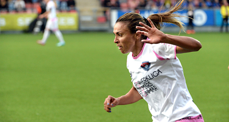 Marta gjorde mål när Rosengård vann i Champions League. Foto: Conny Sillén/TT