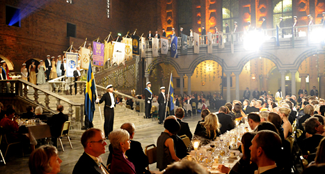 Bilden är från Nobelfesten i Stockholms stadshus. Foto: Henrik Montgomery/TT.