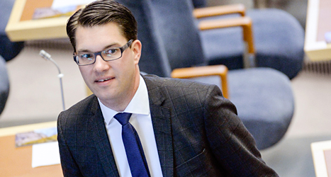 Sverigedemokraternas ledare Jimmie Åkesson är sjukskriven.
Foto: Janerik Henriksson/TT.