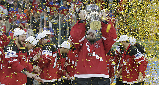 Kanada jublar över VM-guldet i ishockey.