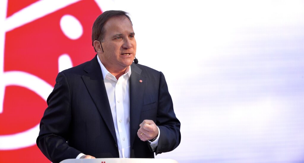 Socialdemokraternas ledare Stefan Löfven pratade i parken Almedalen på Gotland.