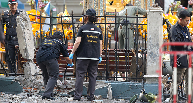 Poliser i Bangkok i Thailand.