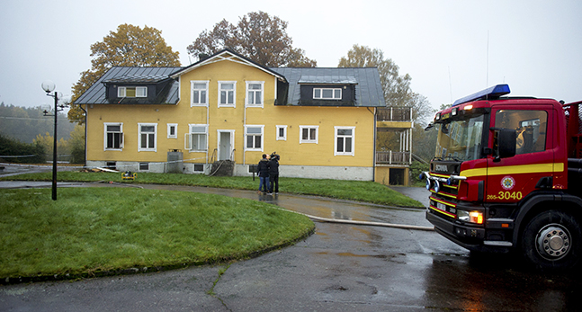 Ett hus som brunnit i Oderljunga i Skåne.