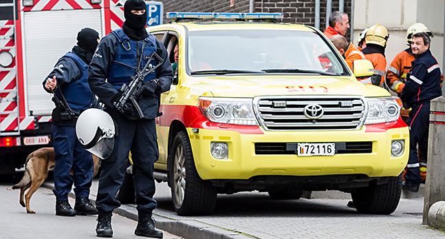 Poliser i Bryssel.