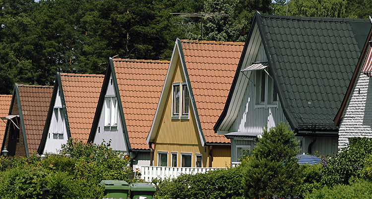 Radhus i olika färger