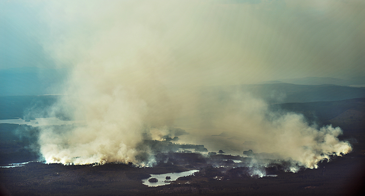 Rök från en brand i Ljusdal