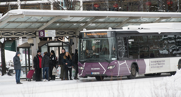 En buss i staden Skellefteå