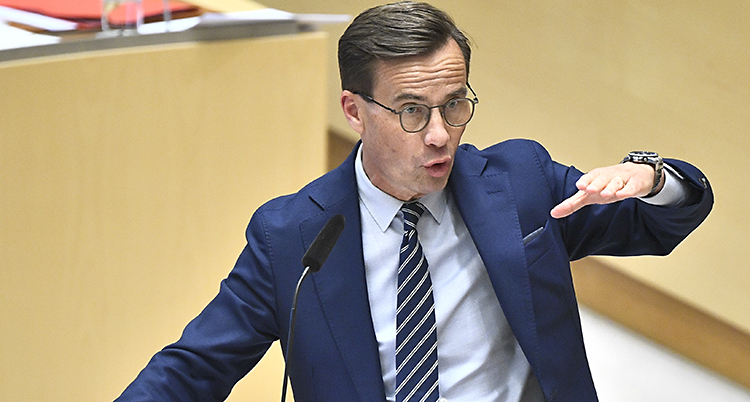 kristerson pratar och ser upprörd ut