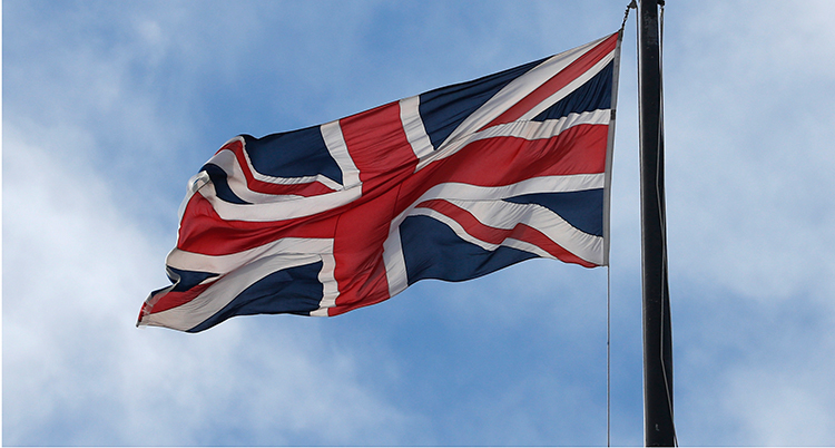 En bild på Storbritanniens flagga.