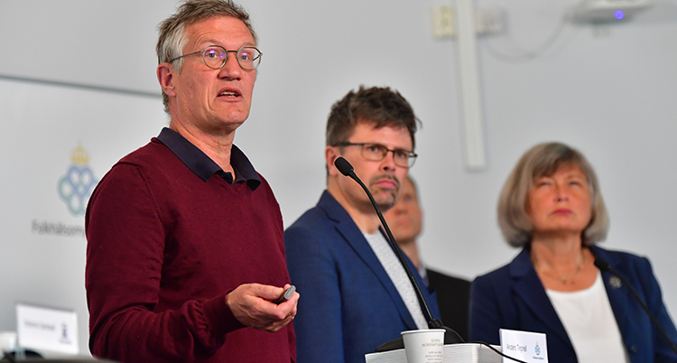 Anders Tegnell på måndagens presskonferens.