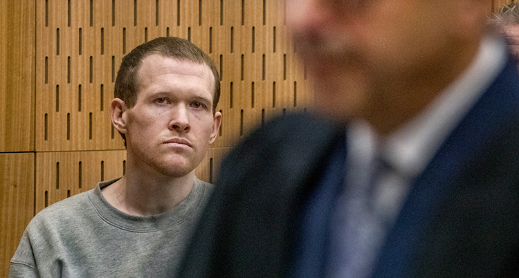 Brenton Tarrant i domstolen.