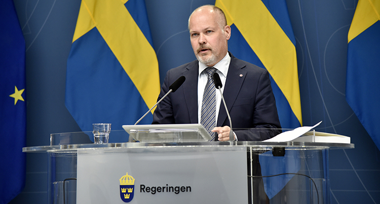 Bilden visar Morgan Johansson från den svenska regeringen.