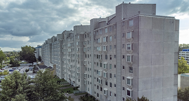 Huset som kallas för Kinesiska muren i Malmö.