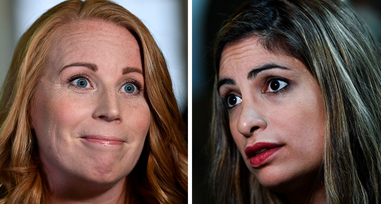 Centerpartiets ledare Annie Lööf och Vänsterpartiets ledare Nooshi Dadgostar.
