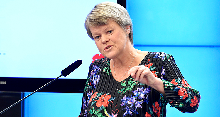 Andersson pratar i en mikrofon.