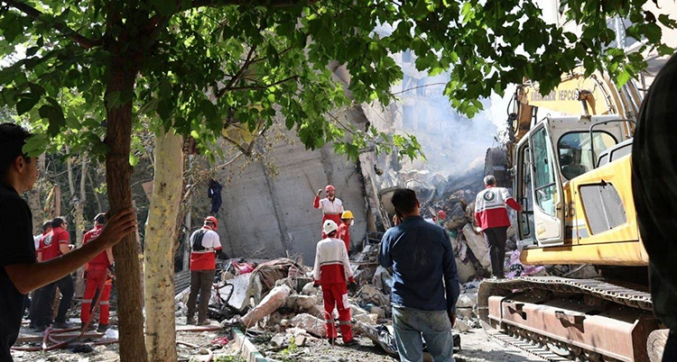 Hus är förstörda av bomber.