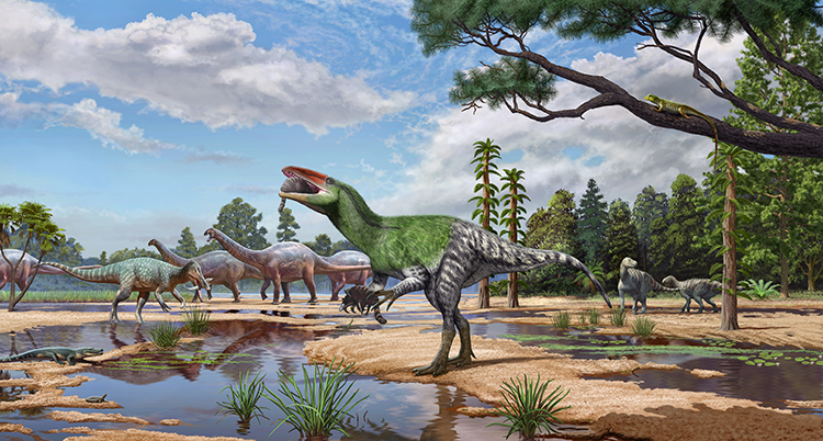 Tecknade dinosaurier.