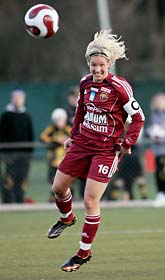 Victoria Svensson gjorde tre mål när Djurgården vann mot AIK. Foto: Maja Suslin/Scanpix