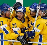 Tre Kronor vann den viktiga matchen mot Slovakien. Foto: Misha Japaridze/Scanpix