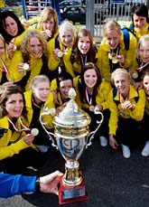 Sveriges damlag vann VM-guld i innebandy. Foto: Adam Ihse/Scanpix