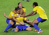 Brasilien är klart för VM-final i fotboll. Foto: Greg Baker/Scanpix