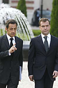 Nicolas Sarkozy och Dimitri Medvedev. Foto: Mikhail Metze/Scanpix.