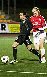 Marta gjorde fyra mål när Umeå slog Arsenal. Foto: Scanpix