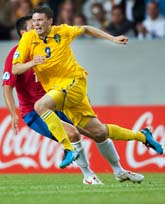 Marcus Berg gjorde två mål mot Serbien. Foto: Andreas Hillergren/Scanpix