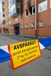Sex människor dog i trapphuset under branden. Foto: Fredrik Sandberg/Scanpix