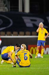 Drömmen om EM-guld försvann efter matchen mot Norge. Foto: Antti Aimo-Koivisto/Scanpix