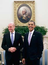 Fredrik reinfeldt och Barack Obama. Foto: Pablo Martinez Monsivais/Scanpix